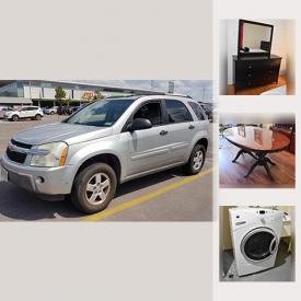 MaxSold Auction: This online auction features a 2006 GM Chevrolet Equinox, Bar Set, Proctor Silex electric coffee grinder, Rival rice cooker Model 4350, Sunbeam hand mixer, Hamilton Beach blender, Kettle, Toaster, Knives, Toshiba laptop, GE front loading electric dryer and Washer, Curio Cabinet, Cherry high gloss finish lit display unit and much more.