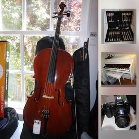 MaxSold Auction: This online auction features an electric guitar, cellos, violins, artwork, DVDs, CDs, board games, toys, bookcases, stuffed toys, rugs, holiday decor, humidifiers, camping gear, sports equipment, LPs, ping pong table, books, office supplies, exercise machines and much more.