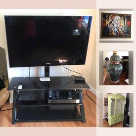 MaxSold Auction: This online auction features faux plants, artwork, pottery, vases, flat screen TV, lamps, china, decorative plates, Christmas tree, crystal, stemware and much more.