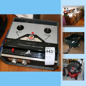 MaxSold Auction: This online auction features Wizard of Oz and John Deere collectibles, round oak table and chairs, Webcor reel to reel player, wet/dry vac, Ridgid mitre box and table, Craftsman lawn mower, yard cart and much more!