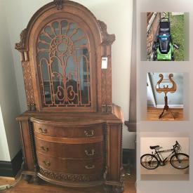 MaxSold Auction: This online auction features ANTIQUE: Quarter sewn oak buffet, school desks. VINTAGE: Vanities; Pfaff sewing machine; Jean Claude flatware. Many Electronics including a Crowley CD, radio and turntable. Bikes and much more!