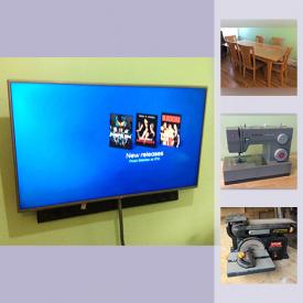 MaxSold Auction: This online auction features LG 50” Smart TV, Samsung 40” Smart TV, dinette set with chairs, IKEA cabinet, Freud biscuit jointer, DeWalt table saw, Apple Airport Express, queen bedroom set and much more!