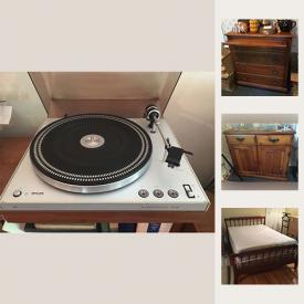 MaxSold Auction: This online auction features Sony Bravia Flat Screen TV, handled covered dish, Mahogany Eastlake Bureau, Mahogany Vanity Set, Pine Sideboard, Cottage Kitchen Table, Mahogany Dresser and much more!