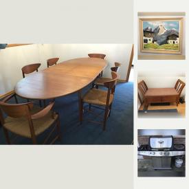 MaxSold Auction: This online auction features FURNITURE: Teak dining table and 6 chairs, teak wall lamps, wall unit and teak daybed. TOOLS. LAWN AND GARDEN: Outdoor deck storage, lawn mower, ladders, patio set. Blue Ember grill. Model airplane parts and frame and much more!