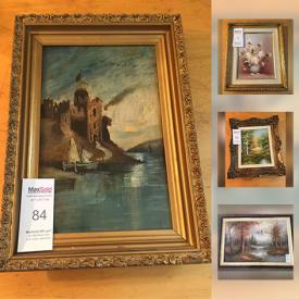 MaxSold Auction: This online auction features art such as M.S. Hansen signed oil on canvas, Richard W.Osborne oil on canvas, M.Gorman signed watercolour, Robert Bateman print, Vicki Wading limited edition print, Jan Parkins signed watercolour, and Neil Blackwell limited edition print, collectibles such as Lladro figurines, Limoges, fine bone china, and much more!