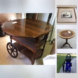 MaxSold Auction: This online auction features a Simoniz power washer, fireplace items, silver items, artwork, jade figures, pottery wheel, Craftsman table saw, concrete birdbath and much more!