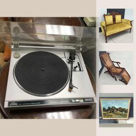 MaxSold Auction: This online auction features a sewing machine, artwork, vintage furniture, lamps, chandelier, stereo equipment, candle holders, figurines, vintage train set, collectors coins and much more.