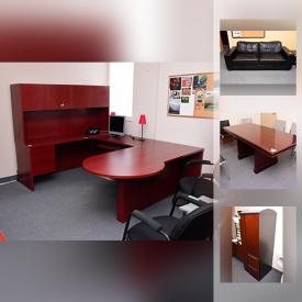 MaxSold Auction: This online auction features office furniture, corner desk, filing cabinets, bookcases, office chairs, stacking chairs, cubicle wall, microphone stand, speakers and much more!