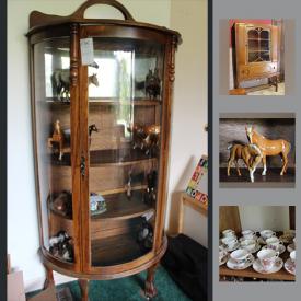 MaxSold Auction: This online auction features horse figures, artwork, puzzles, records, tea cups, refrigerator, stove, ladders, power tools, vintage bicycle, holiday decor and much more.