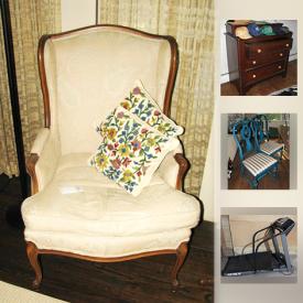 MaxSold Auction: This online auction features garden tools, treadmill, sports equipment, vintage cameras, glassware, LPs, luggage, artwork, rugs, TVs, pottery, crystal and much more.