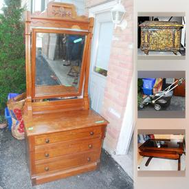 MaxSold Auction: This online auction features furniture such as solid wood antique bed, modern colonial dresser, and leatherette dining chairs, collectibles such as fine bone china, silver plate items, and Henckels cutlery set, renovation materials such as kitchen sink, kitchen doors, and mixed hardware, Yard Works electric yard vacuum, framed prints, books, lawn roller, kitchenware, glassware, barware, linens, camping equipment and much more!