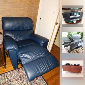 MaxSold Auction: This online auction features FURNITURE: Two Palliser leather recliners; Teak dresser and end tables; newly reupholstered couch; bedroom. Mid century area rug. Workbench and tools. Rossignol/Sprint and more skis. Lawn and garden and much more!