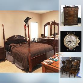 MaxSold Auction: This online auction features FURNITURE; A four poster queen bed suite consisting of a chest of drawers, dresser, nightstands and vanity with mirror; outdoor/patio settee, coffee table and two chairs; as well as many other pieces. GAMING. SPORTS EQUIPMENT. ELECTRONICS. TOOLS: Including a Dayton rolling tool chest plus two Craftsman chests with tools! And much more!