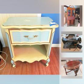 MaxSold Auction: This online auction features antiques such as antique chairs, antique full size birdseye maple bed frame, and antique spinning wheel, furniture such as music box table, birdseye maple dresser, and Stickley cherry wood desk, collectibles such as vintage crystal, Wedgwood, and art such as Roseville bowl, prints, and ceramic decor, Persian wool runner, linens, kitchenware, stair treads, yard tools and much more!