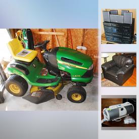 MaxSold Auction: This online auction features a lawn mower, outdoor furniture, croquet set, vacuums, bicycle, planters, power tools, fishing gear, TV, dumbbells, sewing machine, books, DVDs, RC car, Nintendo Wii and much more.