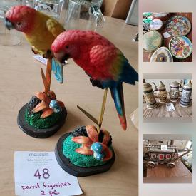 MaxSold Auction: This online auction features hand blown Murano glass pieces, cut/pressed vase. Teddy bear figures. Clocks in a stagecoach and ship. Apple peelers. Corningware and much more!