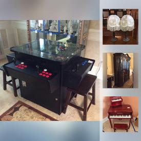 MaxSold Auction: This online auction features an arcade video game table, wall art, figures, decorative village parts, Barbie dolls, toys, holiday decor, exercise machines, board games, fireplaces, LEGOs, outdoor furniture, baseball cards, electric guitar, bicycle, sports equipment, weed trimmer, tools, and much much more...