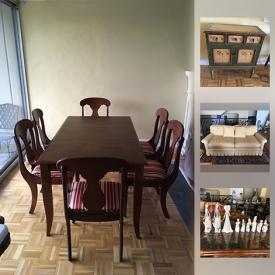 MaxSold Auction: This online auction features furniture such as dining table and chairs, woven wooden bench, and antique wooden desk, collectibles such as Lladro figures, and silver plate items, flatware, hand tools, wall art, step stool and much more!