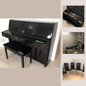 MaxSold Auction: This online auction features MUSICAL INSTRUMENTS: Kawai upright piano, Yamaha brass trumpet. Motomaster Total Terrain tires. EXERCISE EQUIPMENT: Pacific Fitness home gym, Keys Fitness dumbbell rack and weights. Golf clubs and two bags. Gaming guitars. Storage options and much more!