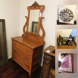 MaxSold Auction: This online auction features a vintage Singer sewing machine, a variety of home furnishings and artwork, a vintage mantle clock, area rugs, a 7 piece Westbury drum kit, a collapsible projection screen and much more!