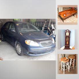 MaxSold Auction: This online auction features 2005 Toyota Corolla, LPs, Kitchenaid Mixer, freezer, small appliances, shelves, metal urns, kitchen items, furniture and much more!