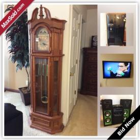 MaxSold Auction: This online auction features furniture, electronics, tv tables, decorative items, grandfather clock, faux plant, washer and dryer and much more!