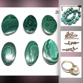 MaxSold Auction: This online auction features malachite cabochons, pearl ring, freshwater cultured pearls, lemon jade bead strands, agate, sterling silver jewelry findings and much more!