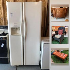 MaxSold Auction: This online auction features Stand Up Freezer, New Microwave Oven, Bicycles, Sideboard, Solid brass rocking horse, Colonial style wood bench, drop leaf tables, Wall Mirror and much more!