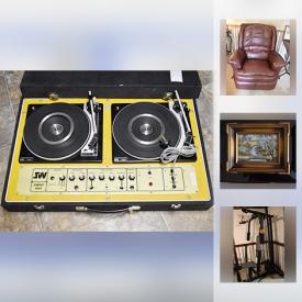 MaxSold Auction: This online auction features plants, wall art, stemware, TV, cameras, books, VHS tapes, CDs, board games, ladders, outdoor furniture, speakers, sewing machine, vacuum, record player, shelving, tools, sports equipment, fishing equipment and much more.