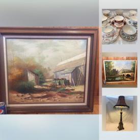 MaxSold Auction: This online auction features art, china, watercolor print, glassware, signed prints, collectibles, royal memorabilia, mirrors, rug, kitchen items, crocheted afghan, vintage canning jars, vintage games and much more!