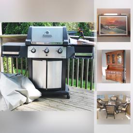 MaxSold Auction: This online auction features FURNITURE: Vintage armchair; living room - upholstered and Vilas wooden pieces; wicker patio table and chairs, settee and coffee table, armchairs; dining room - Vilas table and chairs, buffet with hutch; several bedroom suites including a Kilgour 9 drawer dresser, and Vilas pieces. Sunbeam electric fireplace. VINTAGE: Quilt. COLLECTIBLE: Table linens; 12 Norman Rockwell plates; Ferrari and Bentley model cars; art glass vases. Future Mobility Heathcare, Inc. wheelchair. YARD AND GARDEN. Viking chest freezer and much more!