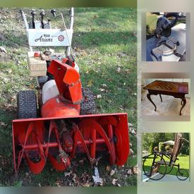 MaxSold Auction: This online auction features Antique Gendron Wheelchair Circa 1910, Antique Games Table, Walkie Talkies, Tabletop Fireplace, Antique Chair, Personal Safe, 10" Compound Mitre Saw, 10" Table saw, Replica Divers Helmet and much more!