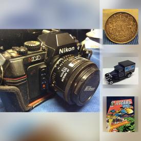 MaxSold Auction: This online auction features Silver; coins; jewelry - several sterling necklaces, bracelets and more; memorabilia-sports trading cards; Life Magazines. COLLECTIBLE: Stamps; Matchbox cars; marbles; tins. ANTIQUE: Bakelite compact and mourning hat pin and much more!