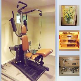 MaxSold Auction: This online auction features silver tableware, patio furniture, exercise equipment, electronics, folding bicycles, LPs, cds, art, skis and boots, plants and much more!