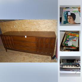 MaxSold Auction: This online auction features bird houses, Child's Wood Sleigh, plush toys, PlayStation and vintage electronics, clocks, Rolling Composter, pool equipment, Air Wine Cooler, kitchenware, dressers, vintage Wash Basin Stand and linen chest and much more!