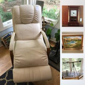 MaxSold Auction: This online auction features art such as Calloway garden print, framed abstract art, and signed oil on canvas, appliances such as Splendide washer/dryer combination, and Kenmore refrigerator, furniture such as leather La-Z-Boy rocker, wooden bookcases, mission style chair, and American Drew dresser, sterling silver serveware, 37” Sharp TV, small kitchen appliances, wooden engraved room divider, Tasco telescope, dog/baby gates, stainless steel rolling toolbox and much more!