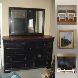 MaxSold Auction: This online auction features a flatscreen TV, lamps, jewelry, office supplies, cleaning supplies, wall art, luggage, books, pet supplies, ladders, outdoor furniture and much more.