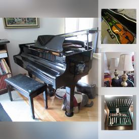 MaxSold Auction: This online auction features glassware, grand piano, wedding gowns, camera equipment, dolls, guitars, other instruments, holiday decor, china, speakers, books, wall art, toys, water skis, tools, vacuum, collectibles and much more.