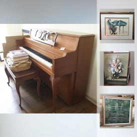 MaxSold Auction: This online auction features framed artwork, piano, crystal, glassware, yard tools, board games, sports equipment, vacuums, power washer, books, shelving, Nintendo Wii, fireplace tools, DVDs, stairlift and much more.