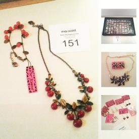 MaxSold Auction: This online auction features jewelry including rings,Vintage Cabochon Necklaces, bracelets, pins, Betsey Johnson Retired Necklaces, Earrings, charms, jewelry Holders and much more!