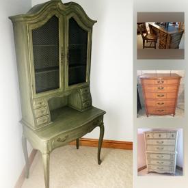 MaxSold Auction: This online auction features a Bombay Jewelry Armoire, Rocking Chair, Thomasville Dresser, Amethyst on matrix , large geode, petrified wood, Cherry Chest Dresser, Crockpot, Roaster and much more.