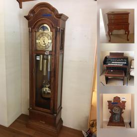 MaxSold Auction: This online auction features a possible Haunted Desk, Outdoor Furniture and Decor, Stained Glass Lamps, Antique Clocks, Bird Collectibles, Grandfather Clock, Yamaha Organ, Limoges China Set, Glassware, Linens and much more.