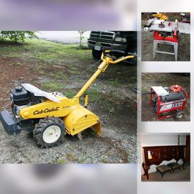 MaxSold Auction: This online auction features household furniture, office furniture, weights and exercise equipment, generator, woodworking tools, yardwork tools, dishware, fur coats and much more.