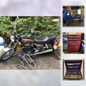 MaxSold Auction: This auction features vintage and antique furniture, a vintage Honda 450 motorcycle, Royal Tuscan fine bone china and Denby dish set, wall art, power tools, outdoor furniture, and much more!