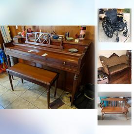 MaxSold Auction: This online auction features a wheelchair, planters, golf clubs, glassware, pet supplies, holiday decor, record albums, collector plates, figurines, jewelry, toys, books, rugs, shelving, vintage camera and much more