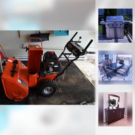 MaxSold Auction: This online auction features weed trimmers, yard tools, snow blower, power washer, lawn mower, lamps, snowboard, barbecue, outdoor furniture, TV, surround sound systems, treadmill and much more.