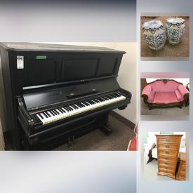 MaxSold Auction: This online auction features a piano, shelving, chairs, wall art, shelving, grandfather clock, doors, cabinets and much more.