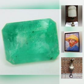 MaxSold Auction: This online auction features Giclee on Canvas Van Gogh self portrait, natural emeralds, natural rubies, vintage sculpted leather face, Jaws the singing shark, vintage world globe, Cast iron book press, cordless motion activated lights in box, solid copper pot, furniture and much more!