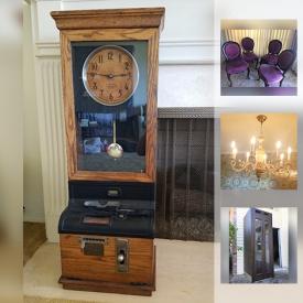 MaxSold Auction: This online auction features Light Fixtures, Long Upholstered Sofa, Queen Anne Card Table, Magnavox Stereophonic Record Player And Radio, Wooden display cabinet with locking glass door, Ornate Wooden Wagon, Telephone booth from the old Olympic Hotel in Seattle and much more.