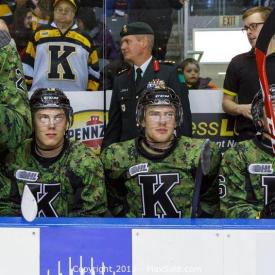 MaxSold Auction: Kingston Frontenacs Camo Jerseys in the Rink Game Worn Jersey Auction. This auction benefits KMFRC, The Poppy Monument, and RMC Foundation, and a special Lawson Crouse jersey for the Juno Beach Fund. This jersey was worn by Lawson during the 2014-15 regular season. Jersey will be autographed by player before pick up.